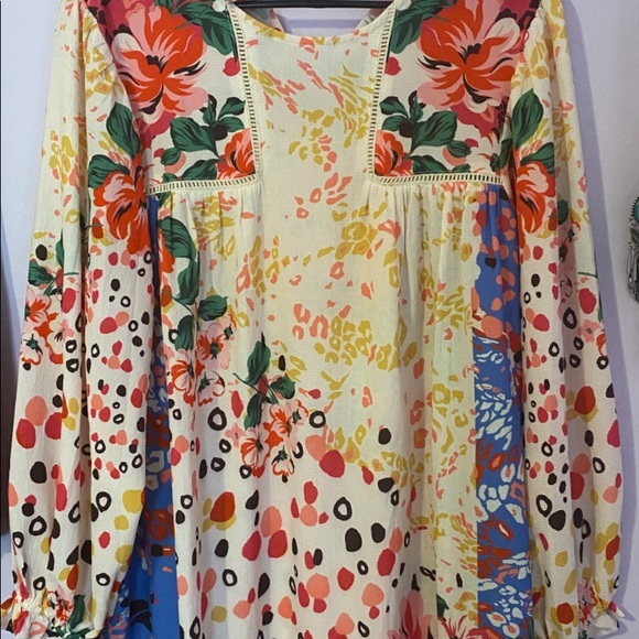 Evelyn Blue pop art dress size L long sleeves new never worn! Fun & colorful - Picture 2 of 16